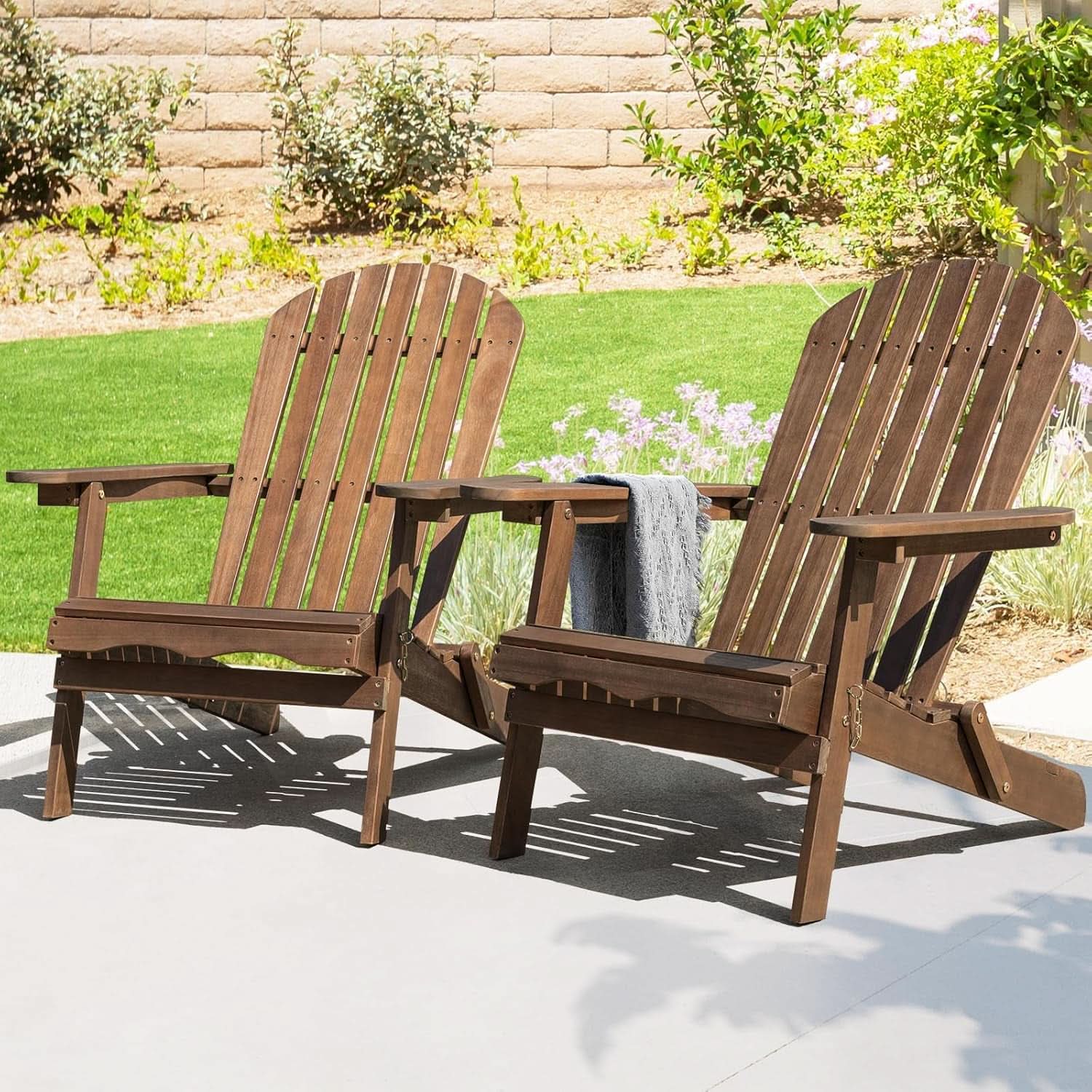 Outdoor Adirondack Chair Set Foldable Pre-Assembled Comfort