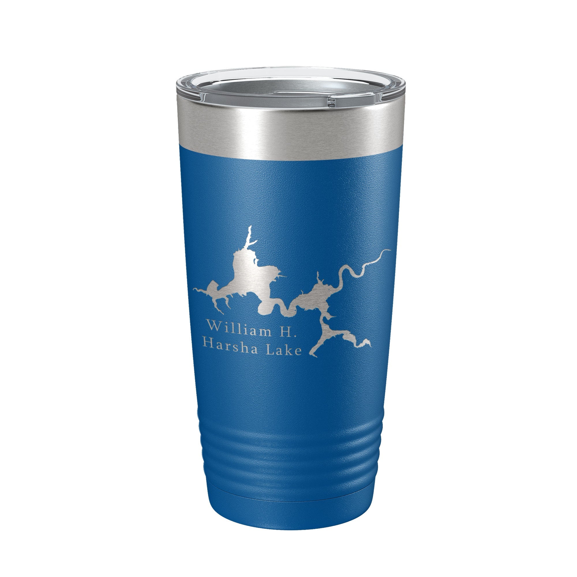 William H. Harsha Lake Map Tumbler Travel Mug Insulated Laser Engraved Coffee Cup Ohio 20 oz