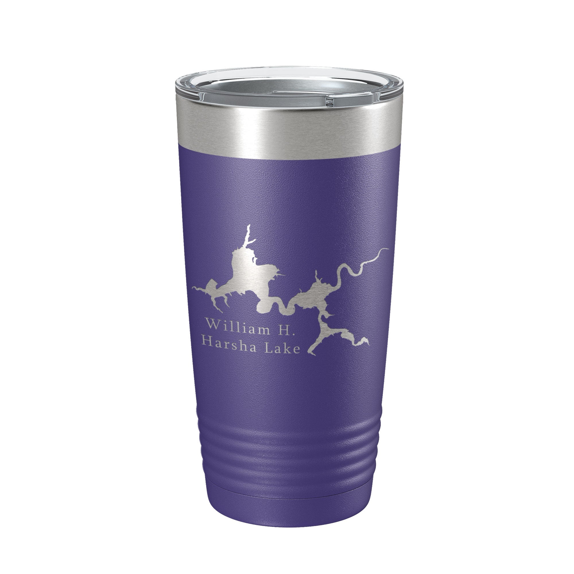 William H. Harsha Lake Map Tumbler Travel Mug Insulated Laser Engraved Coffee Cup Ohio 20 oz