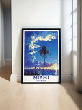 Miami  South Beach Poster - Florida Art Print - Miami Beach Wall Print - Miami Travel Poster