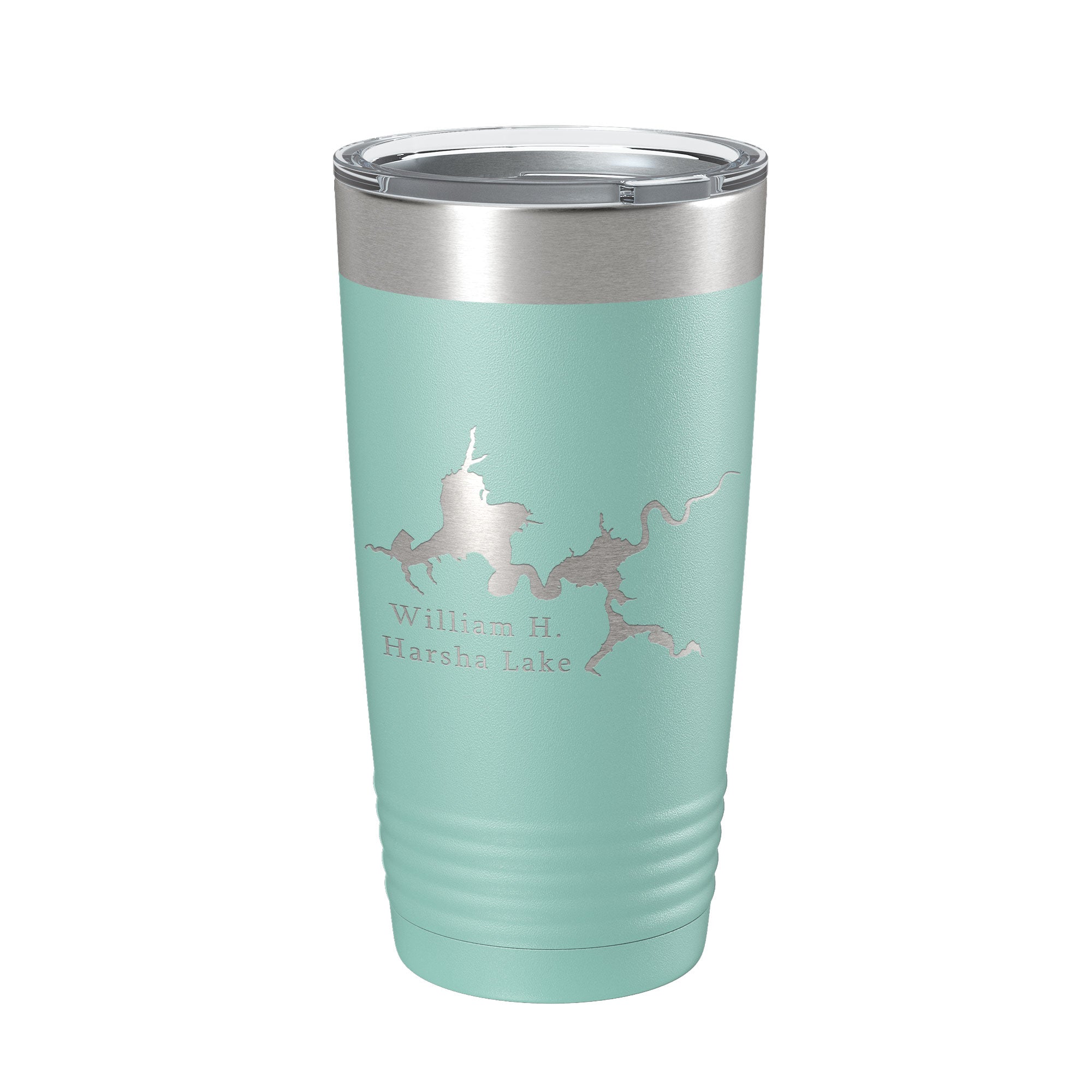 William H. Harsha Lake Map Tumbler Travel Mug Insulated Laser Engraved Coffee Cup Ohio 20 oz