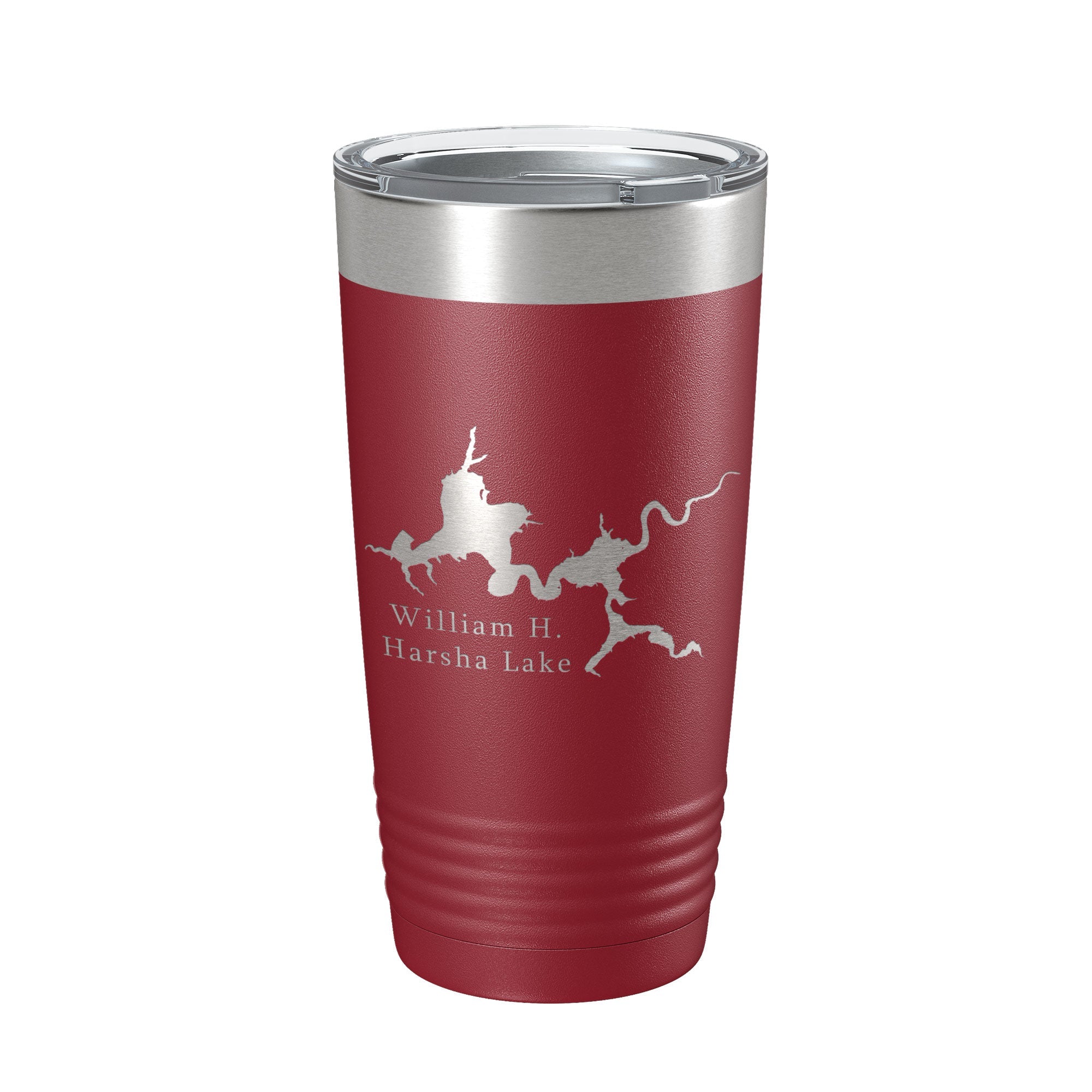William H. Harsha Lake Map Tumbler Travel Mug Insulated Laser Engraved Coffee Cup Ohio 20 oz