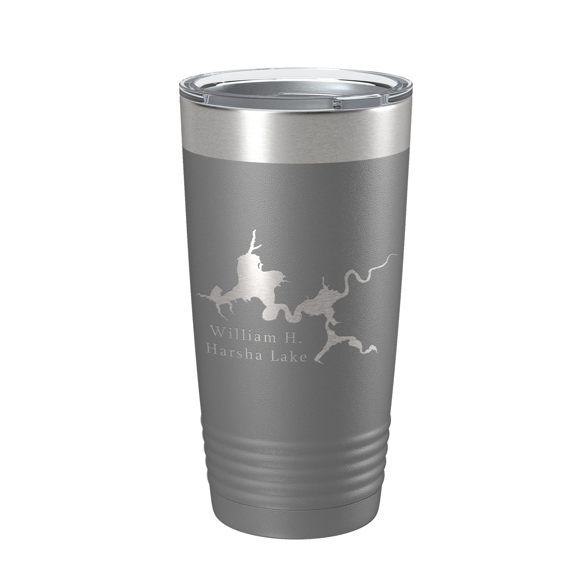 William H. Harsha Lake Map Tumbler Travel Mug Insulated Laser Engraved Coffee Cup Ohio 20 oz