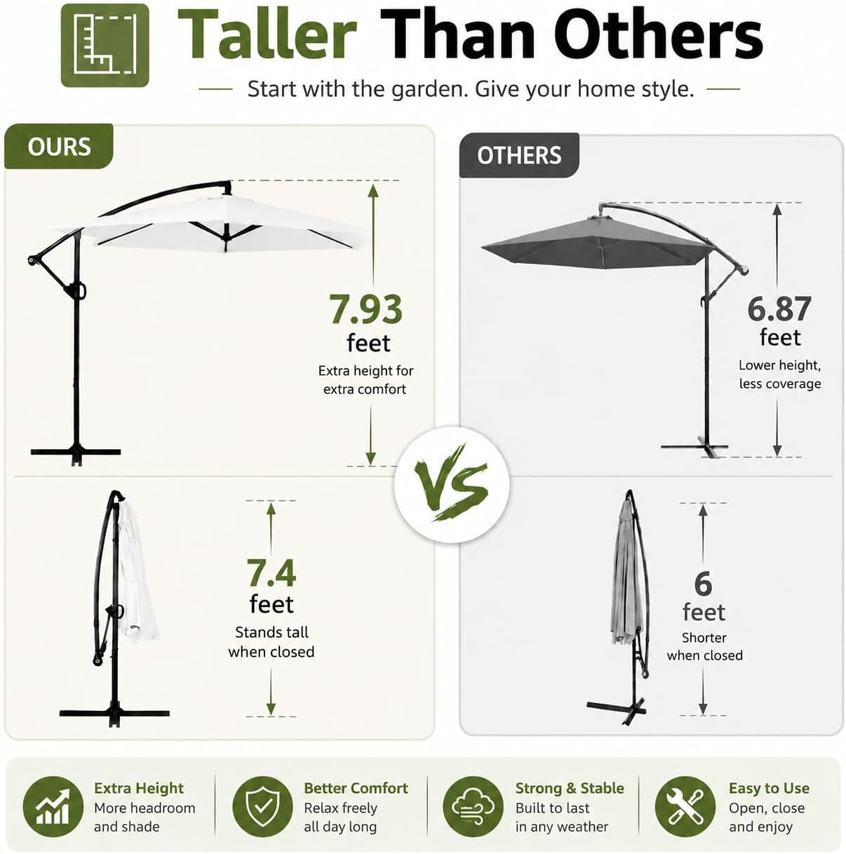 9ft Off set Cantilever Weatherproof Umbrella With Tilt