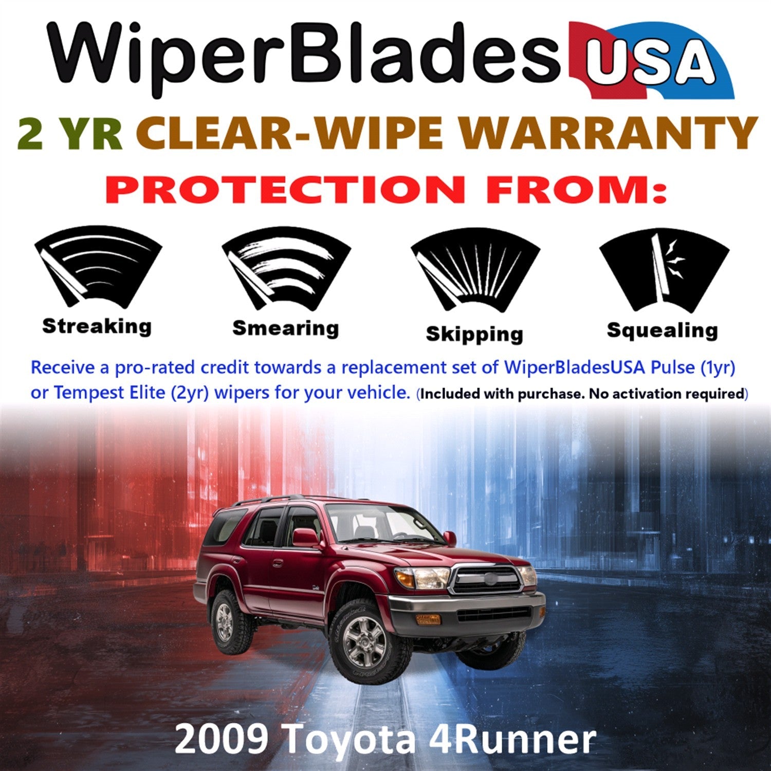 2009 Toyota 4Runner Wiper Blades w/2yr Wear Warranty (Set of 3) w/Rear Wipers