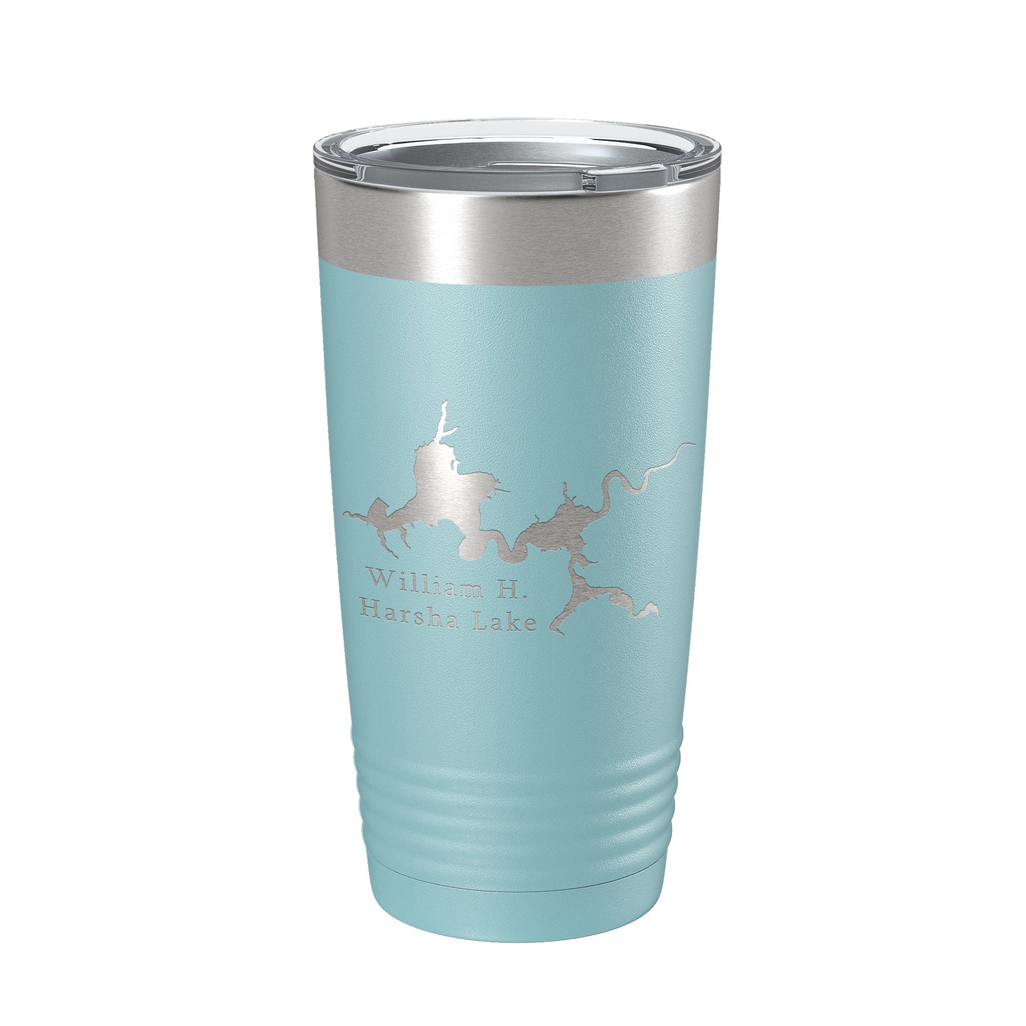William H. Harsha Lake Map Tumbler Travel Mug Insulated Laser Engraved Coffee Cup Ohio 20 oz